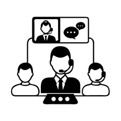 conference call icon icon, conference call icon silhouette vector illustration-simple silhouette illustration of conference call icon, perfect for conference call icon logos and icons