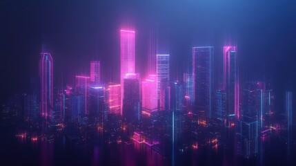 Fototapeta premium Neon Cityscape at Night (2)