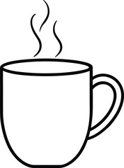 Coffee Mug Outline Line Art Drawing Vector | Drinkware, Café & Beverage Line Icon