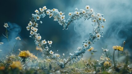 Heart-Shaped Floral Arrangement in Smoky Meadow