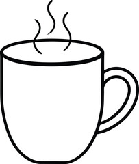 Coffee Mug Outline Line Art Drawing Vector | Drinkware, Café & Beverage Line Icon