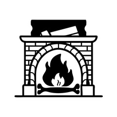 cozy fireplace icon, cozy fireplace silhouette vector illustration-simple silhouette illustration of cozy fireplace, perfect for cozy fireplace logos and icons