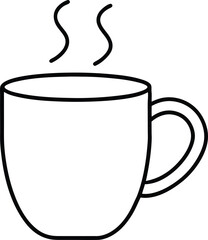 Coffee Mug Outline Line Art Drawing Vector | Drinkware, Café & Beverage Line Icon
