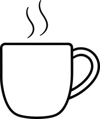 Coffee Mug Outline Line Art Drawing Vector | Drinkware, Café & Beverage Line Icon