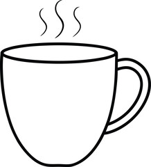 Coffee Mug Outline Line Art Drawing Vector | Drinkware, Café & Beverage Line Icon