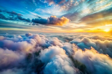 Obraz premium Dreamy Gray and White Watercolor Cloud Texture Aerial Photography Background