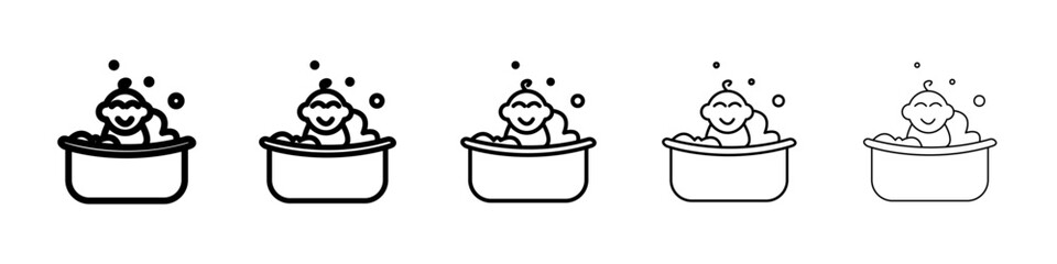 baby bath on bath tub icons Symbol mark in Outline style