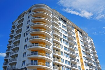 Modern apartment building against a clear sky