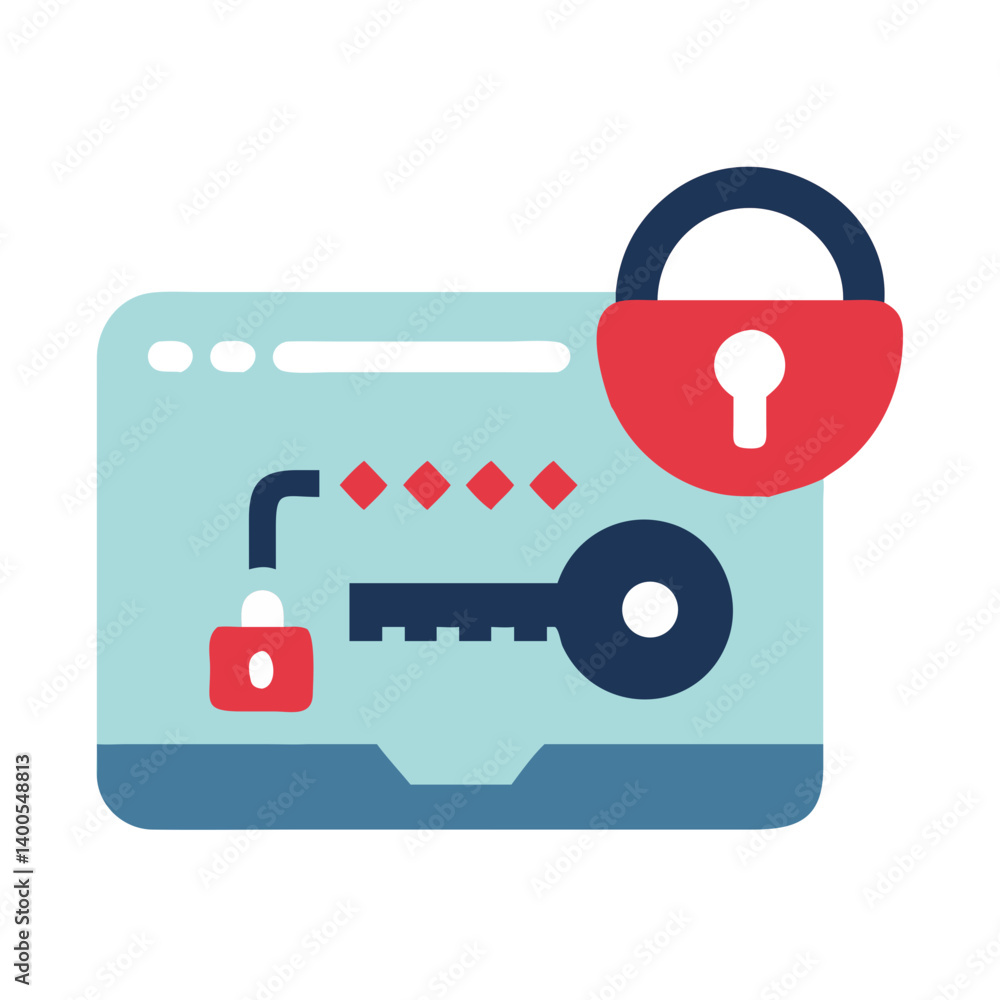 Poster digital decryption icon representing secure password access