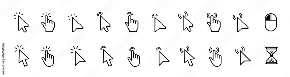 Fototapete mouse click cursor set. computer mouse click cursor icon set. clicking cursor, pointing hand clicks 