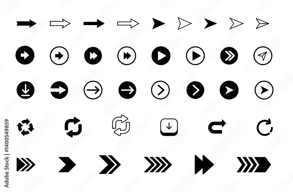Poster arrow icon. arrow vector collection. arrow. cursor. collection different arrow signs. black arrows i