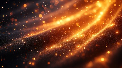 Naklejka premium Abstract Gold Background with Glowing Particles Wave Dynamic Composition Light Effects