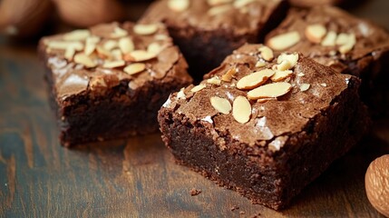Moist and fudgy brownies topped with slivered almonds for a delicious crunch 