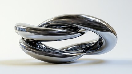 Fototapeta premium Abstract chrome sculpture, intertwined forms