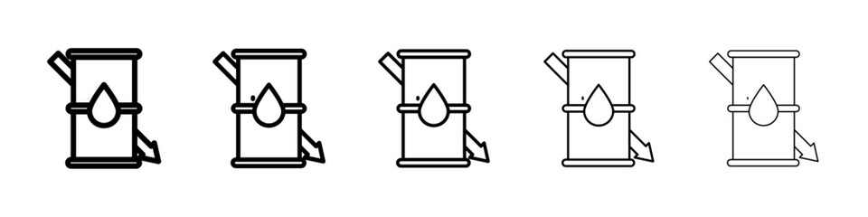 crude oil price decraese icon Symbol mark in Outline style