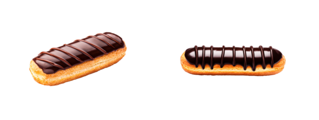 Delicious chocolate eclairs with smooth glaze and pastry base