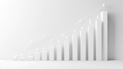 Obraz premium White 3D Growth Chart in Minimalist Setting