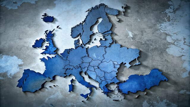 Double Exposure: Europe Map, NATO vs Non-NATO, Russia-Ukraine Conflict