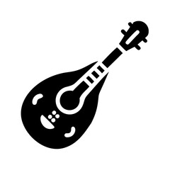 Naklejka premium folk mandolin icon, folk mandolin silhouette vector illustration-simple silhouette illustration of folk mandolin, perfect for folk mandolin logos and icons