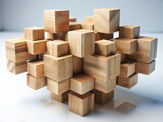 Fototapeta premium Double Exposure: CMO Wooden Cubes on White Background - Chief Marketing Officer Concept