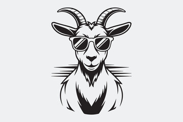 goat head sunglasses illustration vector