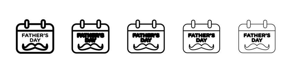 Fathers day calendar icon Symbol mark in Outline style