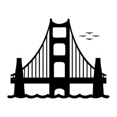 golden gate bridge icon, golden gate bridge silhouette vector illustration-simple silhouette illustration of golden gate bridge, perfect for golden gate bridge logos and icons