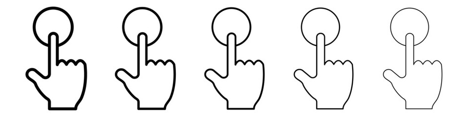 Hand push button icon Symbol mark in Outline style
