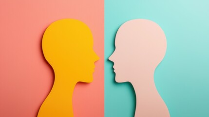 Minimalist Paper Cut Silhouettes of Man and Woman