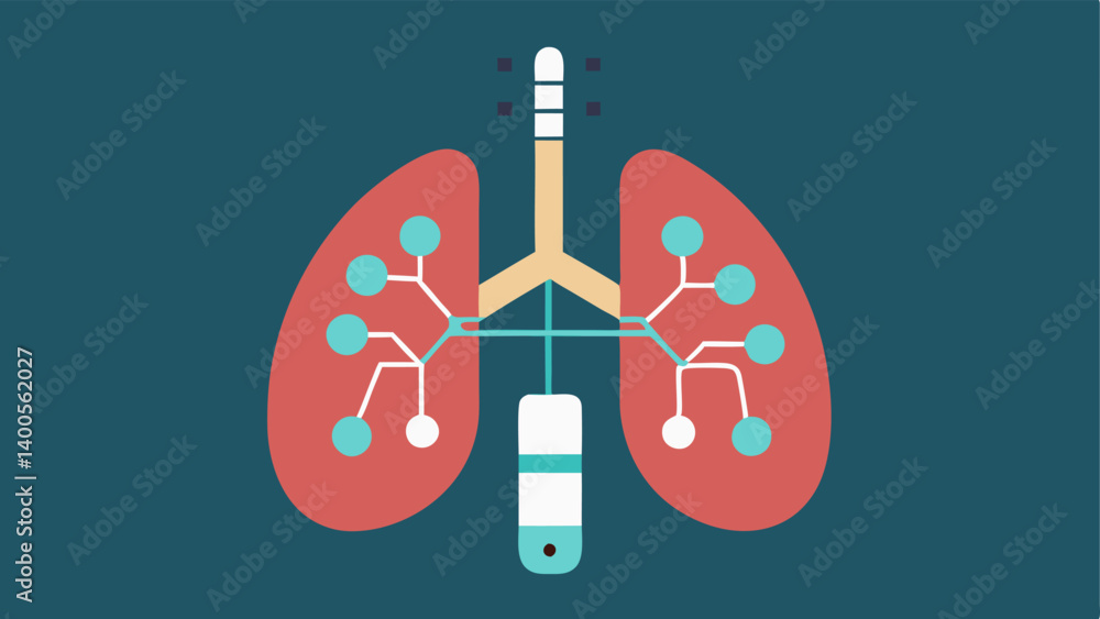 Poster stylized anatomy background a tracker overlayed on a stylized anatomical diagram of the lungs showca