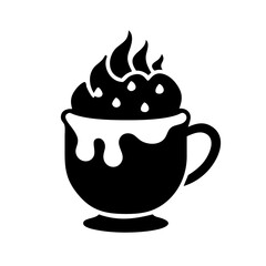 hot chocolate icon, hot chocolate silhouette vector illustration-simple silhouette illustration of hot chocolate, perfect for hot chocolate logos and icons