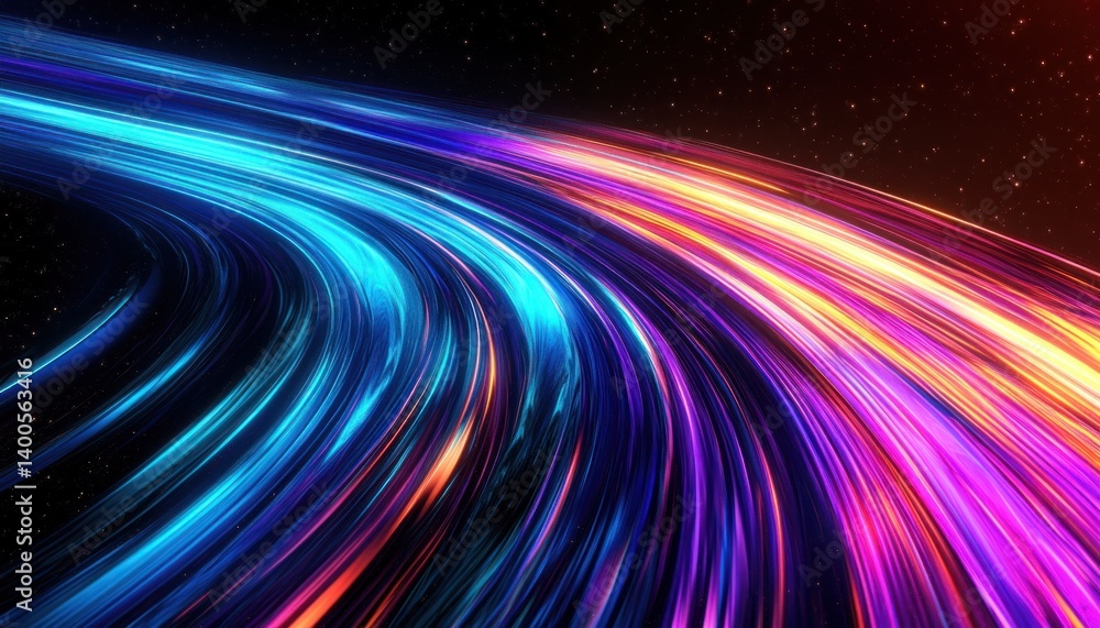 Poster vibrant abstract 3d background with twisted neon lines and futuristic design
