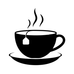 hot tea cup icon, hot tea cup silhouette vector illustration-simple silhouette illustration of hot tea cup, perfect for hot tea cup logos and icons