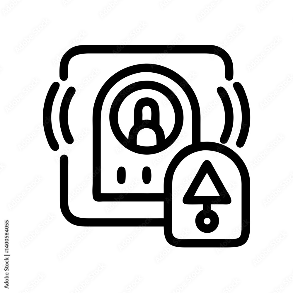 Poster security alarm icon with padlock and warning symbol representing safety measures