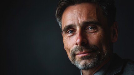 Fototapeta premium Mature Businessman Portrait in Studio with Dark Background
