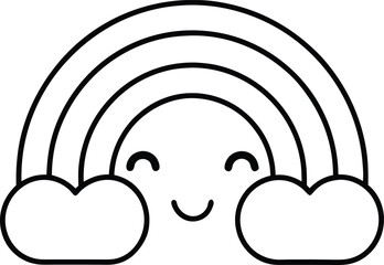 Cute Rainbow Line Art Drawing Vector | Kawaii, Weather & Whimsical Line Icon