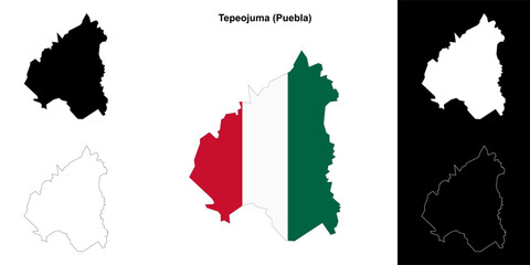 Tepeojuma municipality (Puebla) outline map set