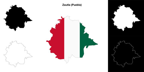 Zautla municipality (Puebla) outline map set