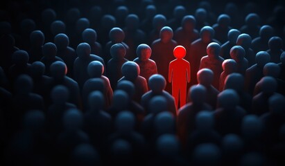 Obraz premium Leadership and Individuality in a Monochromatic Crowd Surrealism Concept