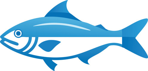 Obraz premium shark vector illustration, Simple and Bold Vector Graphic of a Stylized Blue Tuna with Clean Lines and Graphic Art Look – Perfect for Aquatic-Themed Projects and Kids Designs