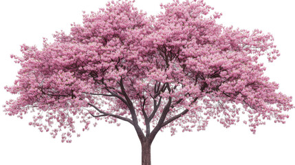 Naklejka premium Pink Cherry Blossom Tree on White Background – Delicate Floral Design for Spring, Nature, and Decorative Concepts