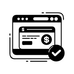 payment confirmation icon, payment confirmation silhouette vector illustration-simple silhouette illustration of payment confirmation, perfect for payment confirmation logos and icons