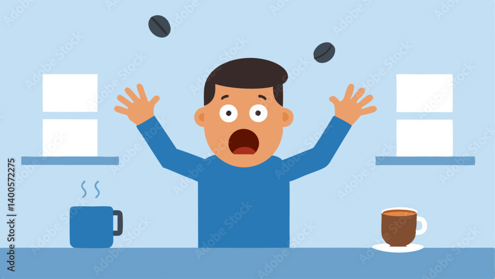 Poster instant regret a splitsecond moment captured where coffee is flying and the characters eyes dart in 
