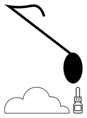 Eye shape with curved line, dropper bottle, and cloud as focus elements. Ideal for vision, healthcare, clarity, precision, creativity minimalism and medical themes. Flat simple metaphor
