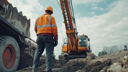 Construction worker operating a crane to lift heavy materials. Featuring strength and coordination