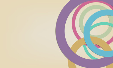 Abstract Colorful Overlapping Circles Background on Beige, Retro Minimalist Design for Modern Presentations, Posters, Web Templates, Creative Projects, or Business Graphics