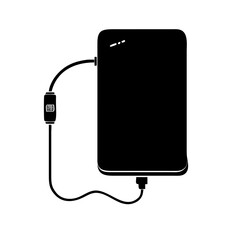 power bank icon, power bank silhouette vector illustration-simple silhouette illustration of power bank, perfect for power bank logos and icons