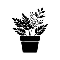potted herbs icon, potted herbs silhouette vector illustration-simple silhouette illustration of potted herbs, perfect for potted herbs logos and icons