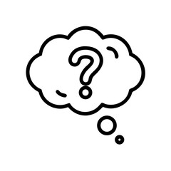 Thinking cloud with question mark icon for education platforms, help center graphics, or creative idea and curiosity concepts

