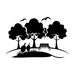 public park icon, public park silhouette vector illustration-simple silhouette illustration of public park, perfect for public park logos and icons